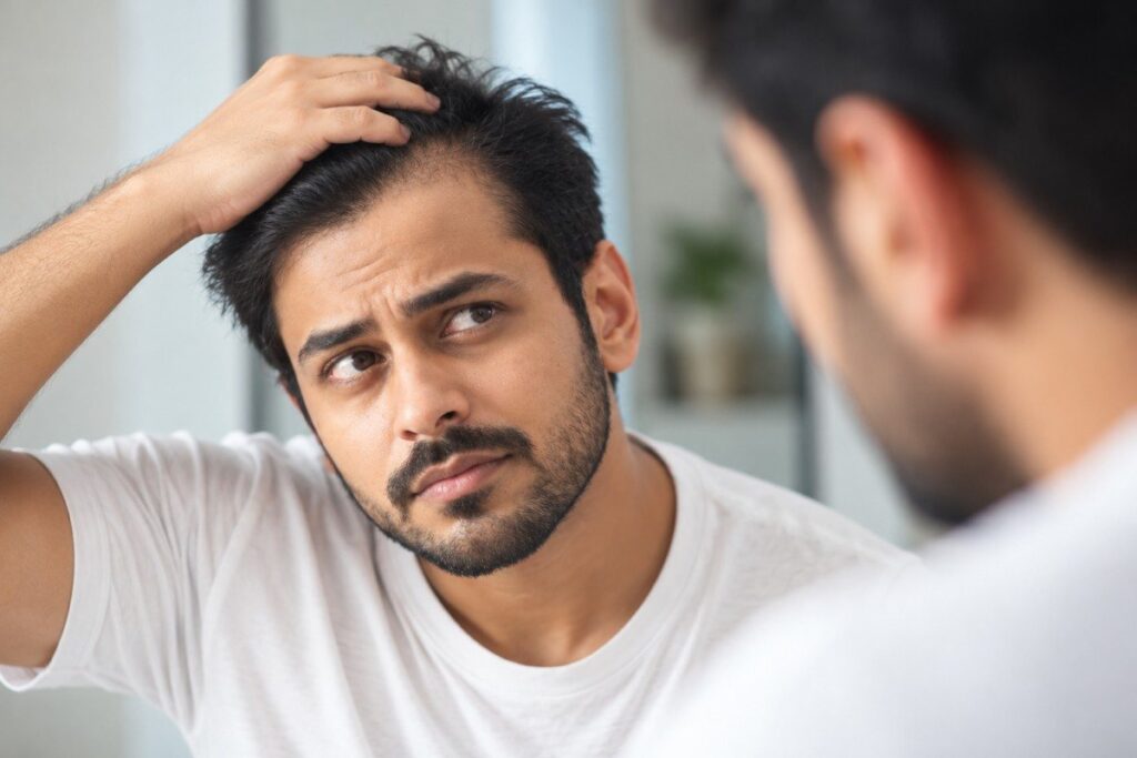 Hair Transplant Candidacy: What Does a Dermatologist Assess Before Recommending Surgery? Dermatologist examining a patient's scalp to assess hair transplant candidacy