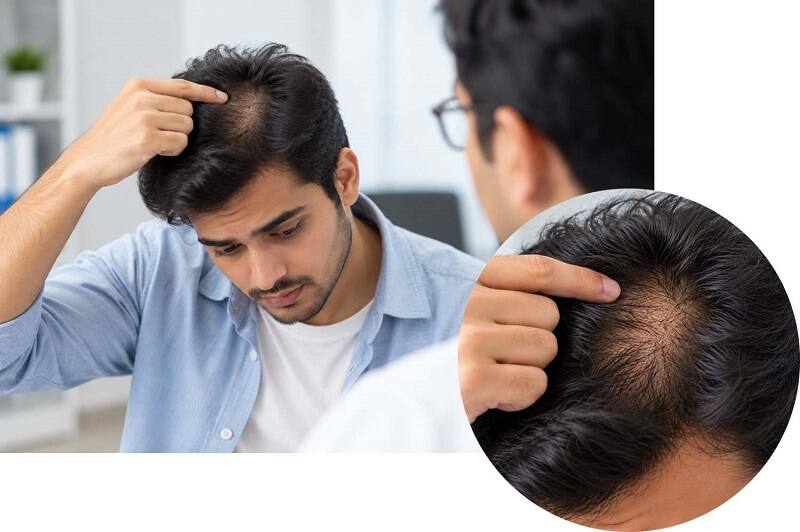 Diagram of the hair transplant donor area at the back and sides of the scalp